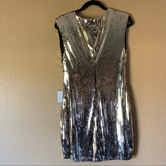 Lulus Bring the Bling Gold Sequin V-Neck Mini Dress - Medium - New With Tags - Picture 6 of 11